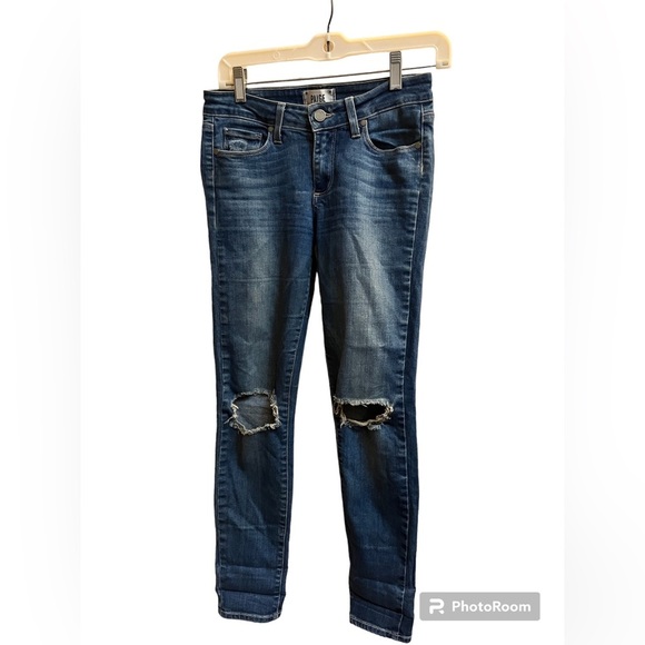 PAIGE VERDUGO Ankle Distressed
Busted Knee Women's Denim Jeans Size 27 Designer - Picture 3 of 14